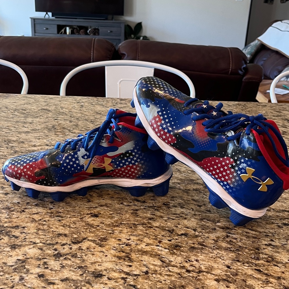 Under Armour Blue and Red Camouflage Cleats